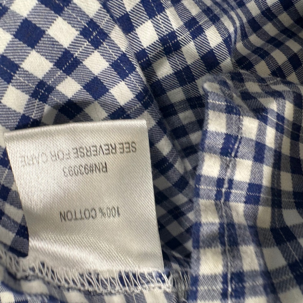 Tyler Boe Button Down Tunic Women L Blue White Gingham Preppy High Low Old Money - Picture 5 of 12